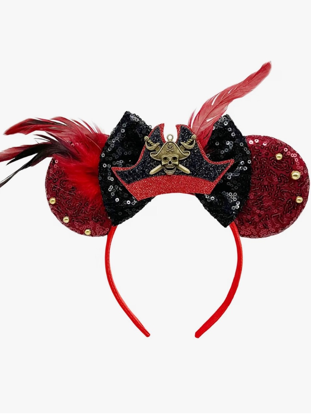 Pirate Skull Red & Black Sequin Kids Costume Headband